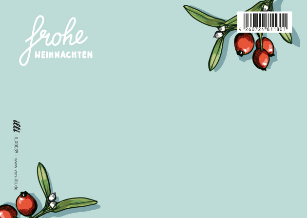 illi Weihnachtskarte mit Hagebutten "BIBA"