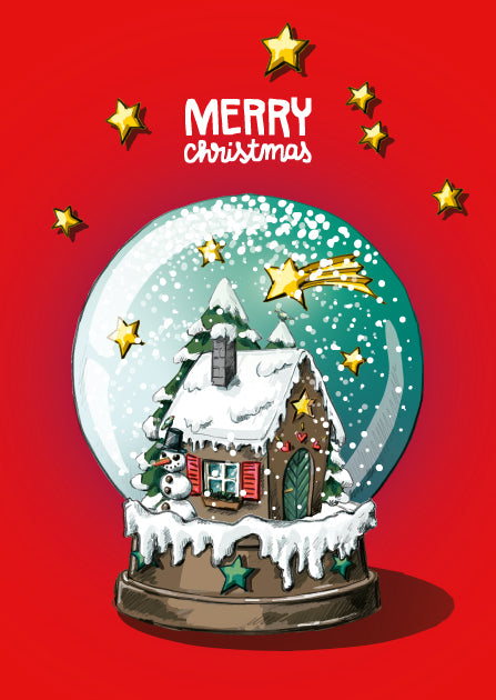illi Weihnachtskarte mit Schneekugel "Julpilko"