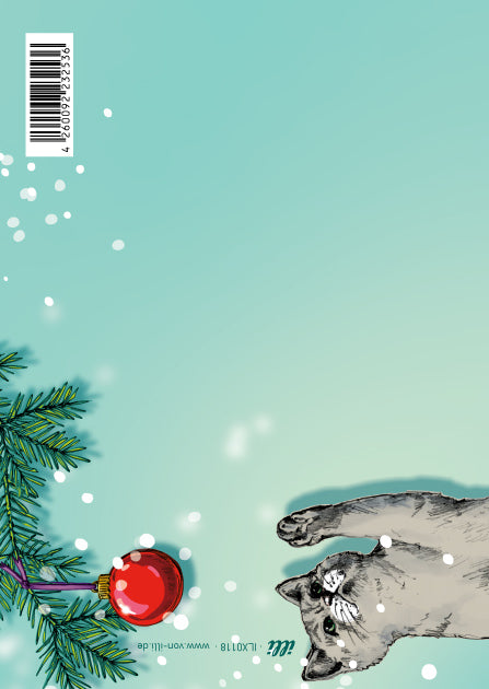illi Postkarte MINNY – Katze mit Weihnachtskugel