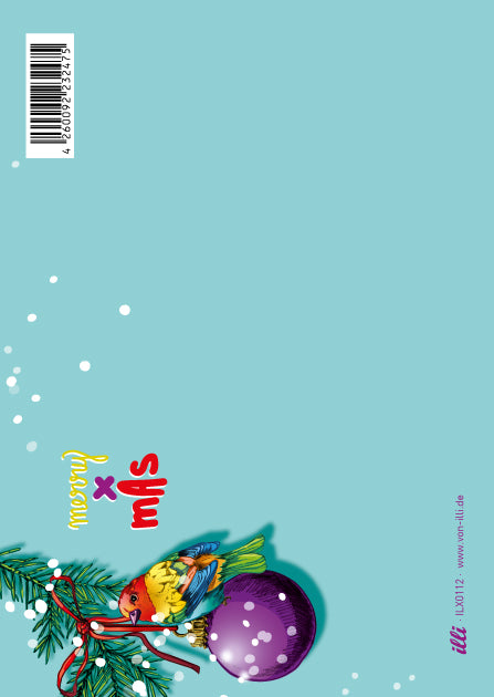 Rückseite der illi Weihnachtskarte PITAP mit illi Logo und Platz für persönliche Weihnachtsgrüße.