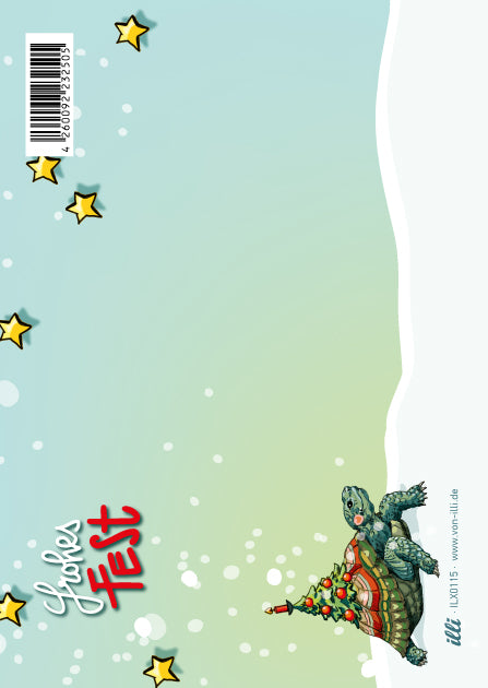 Rückseite der illi Weihnachtskarte TALUBO mit illi Logo und Platz für persönliche Weihnachtsgrüße.