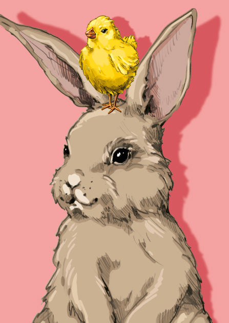 illi Postkarte "NINI" Hase und Küken