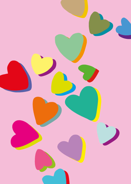 illi Postkarte "MIKUNI" bunte Herzen