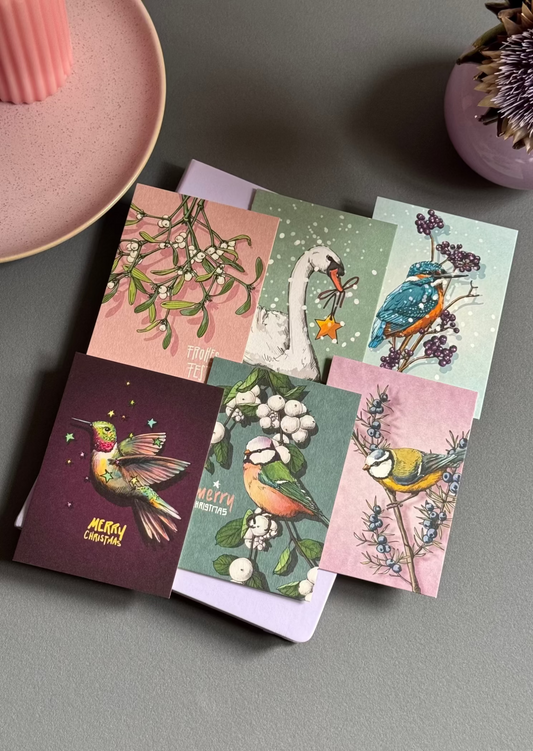 Weihnachtskarten-Set "Wintervögel"