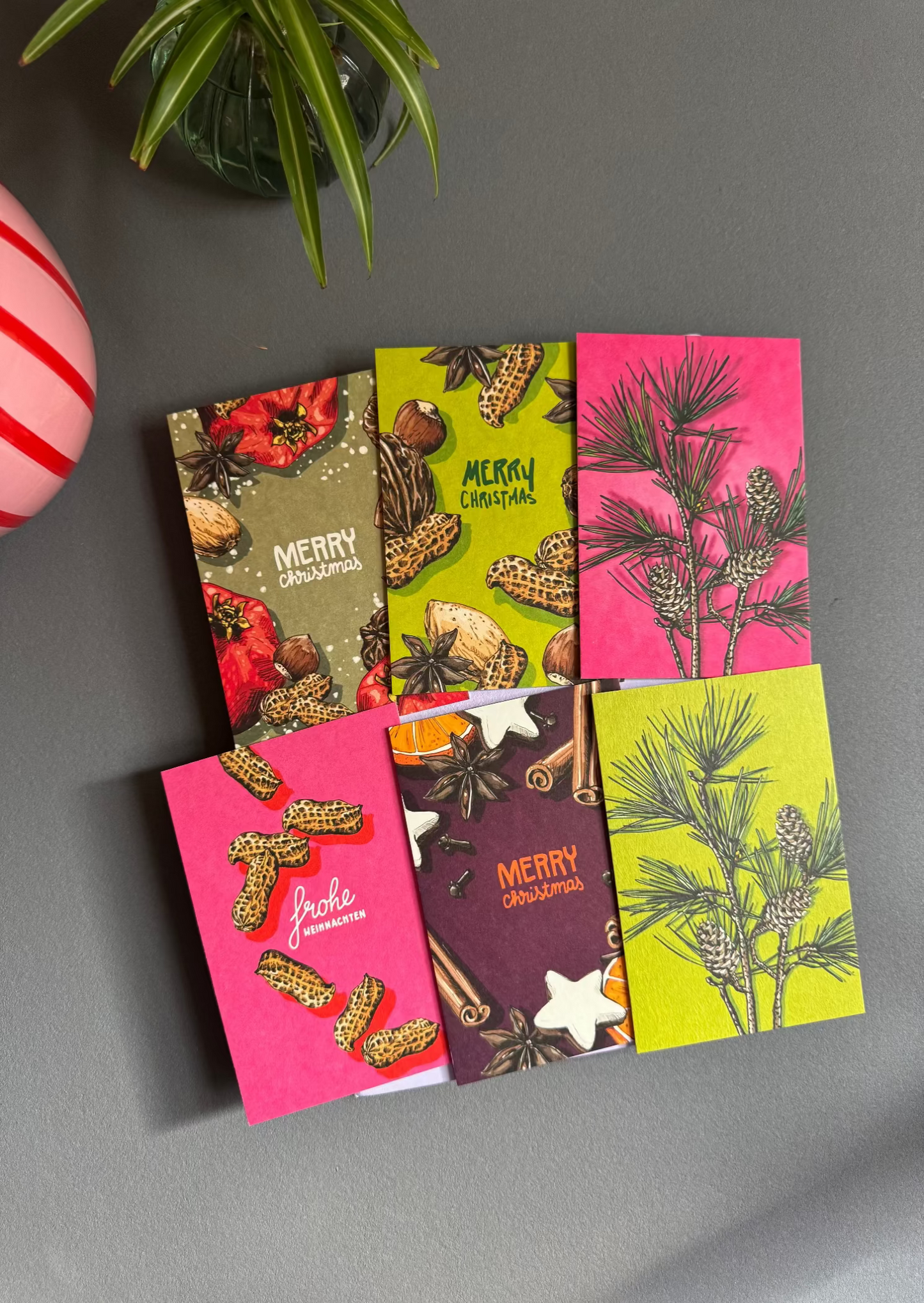 Weihnachtskarten-Set „Zuckerzimt & Tannengrün“