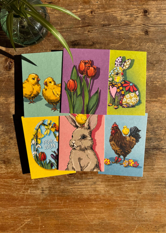 Osterkarten-Set "Frühlingsfarben" (6 Stück) von illi