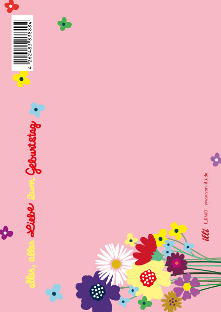 Rückseite der illi Postkarte Blombu – Raum für deine eigenen Worte