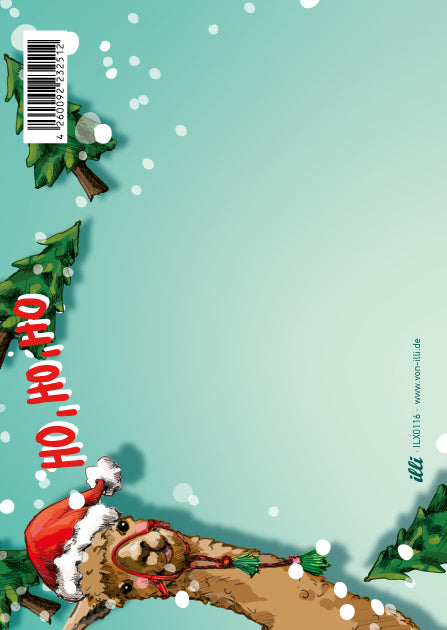 Rückseite der illi Postkarte ERIX mit Platz für persönliche Weihnachtsgrüße und Anschrift.